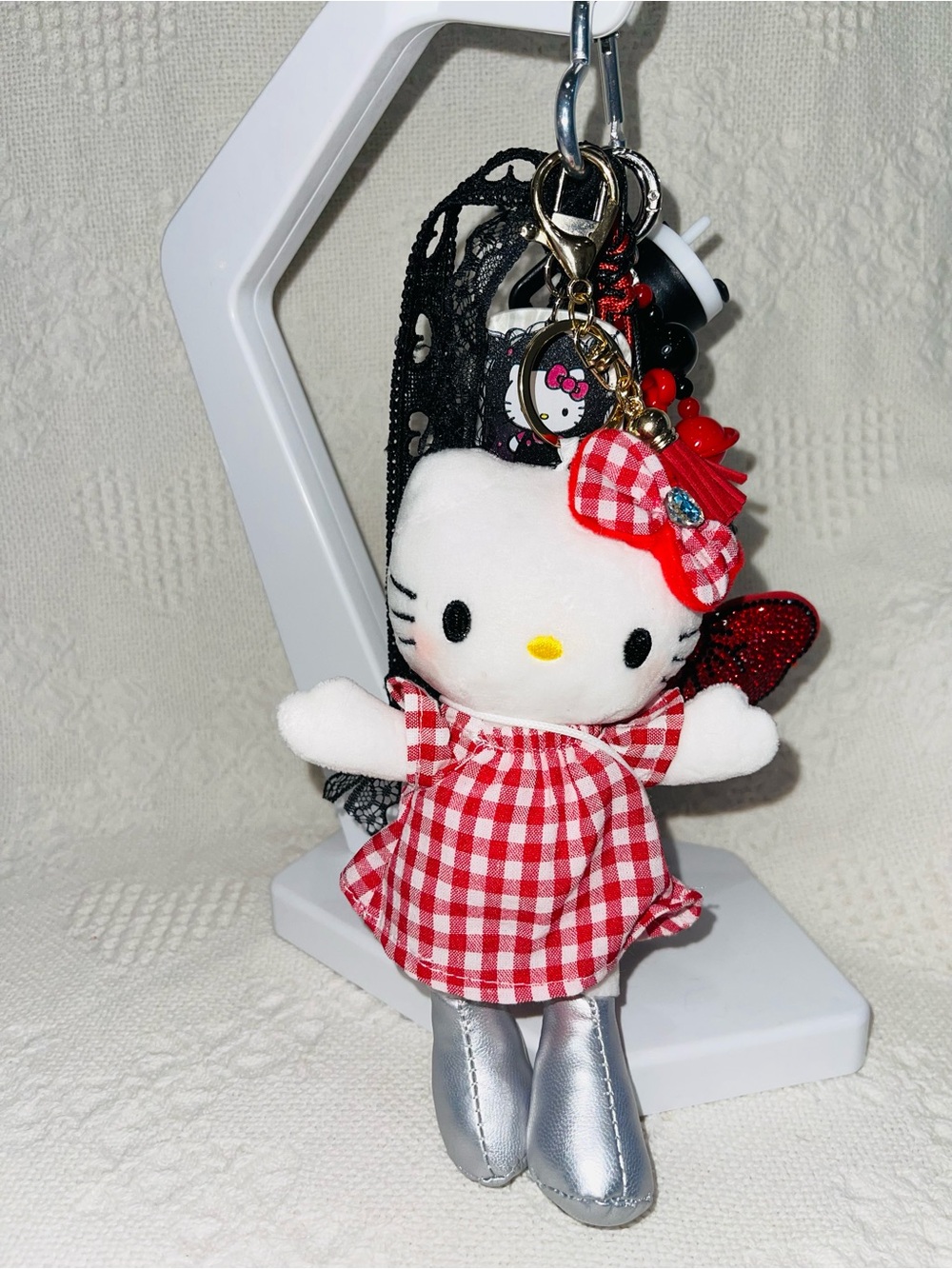 Custom OOAK Hello Kitty bag charm/keychain